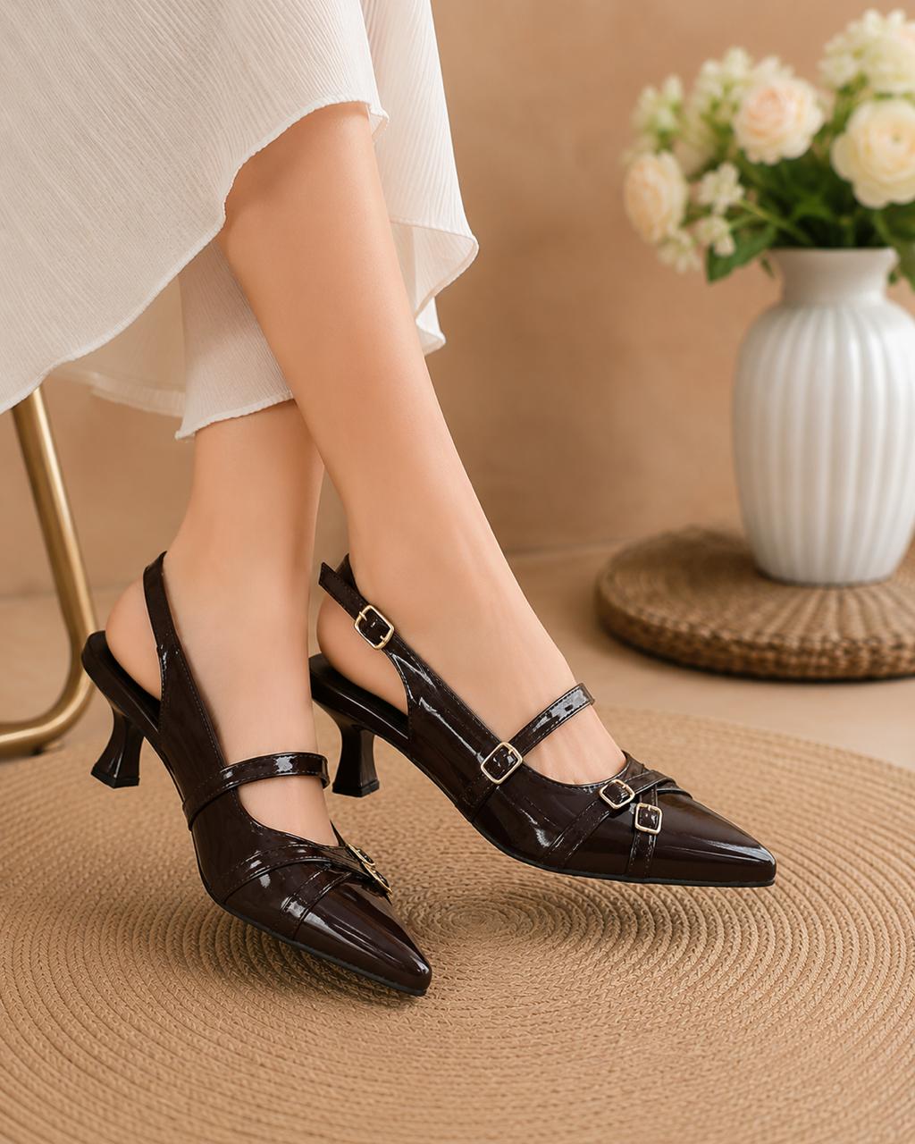 Stiletto Burgundy Heel
