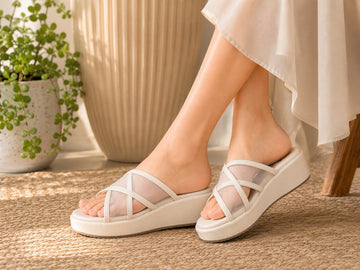 White Strappy Wedges